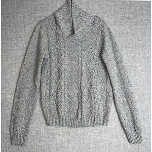 Luca Nobili Wool Sweater Mens Medium Marbled Gray Shawl Collar